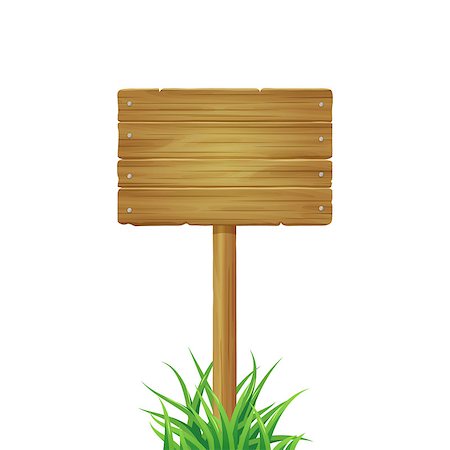 simsearch:400-09117481,k - Wooden board with grass. Vector illustration isolated on white background Foto de stock - Super Valor sin royalties y Suscripción, Código: 400-09171475