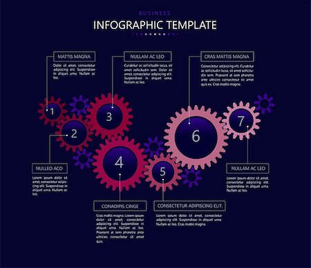 simsearch:400-07423002,k - Infographic template with gear with seven elements, steps or options. Intelligent technology hud vector interface. Templates with 7options, parts, steps, processes. Stock Photo - Budget Royalty-Free & Subscription, Code: 400-09171484