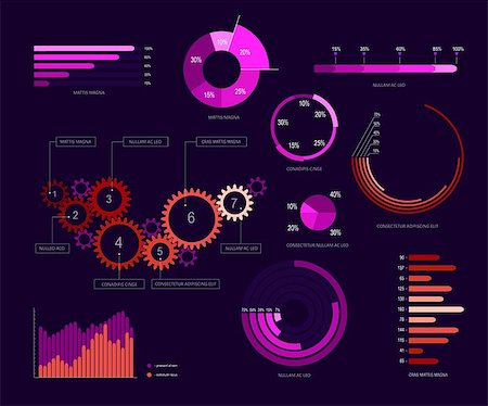 Infographic template with gears, diagrams, charts and pies. Intelligent technology hud vector interface. Colorful business elements for documents, reports, presentations and infographic. Stock Photo - Budget Royalty-Free & Subscription, Code: 400-09171486