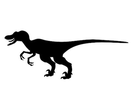 Silhouette Velyciraptor dinosaur jurassic prehistoric animal. Vector illustration Stock Photo - Budget Royalty-Free & Subscription, Code: 400-09171502