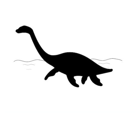 Silhouette Plesiosaurus dinosaur jurassic prehistoric animal. Vector illustration Stock Photo - Budget Royalty-Free & Subscription, Code: 400-09171503