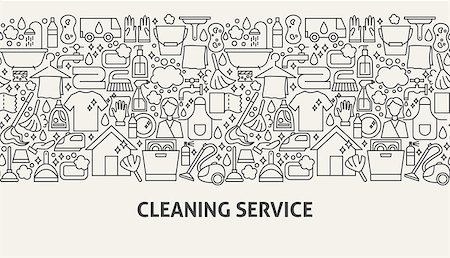 simsearch:400-08349229,k - Cleaning Service Banner Concept. Vector Illustration of Line Web Design. Fotografie stock - Microstock e Abbonamento, Codice: 400-09171516