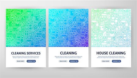 simsearch:400-08349229,k - Cleaning Services Flyer Concepts. Vector Illustration of Outline Web Banner Design. Fotografie stock - Microstock e Abbonamento, Codice: 400-09171519