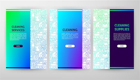 simsearch:400-08349229,k - Cleaning Brochure Web Design. Vector Illustration of Outline Banner. Fotografie stock - Microstock e Abbonamento, Codice: 400-09171510