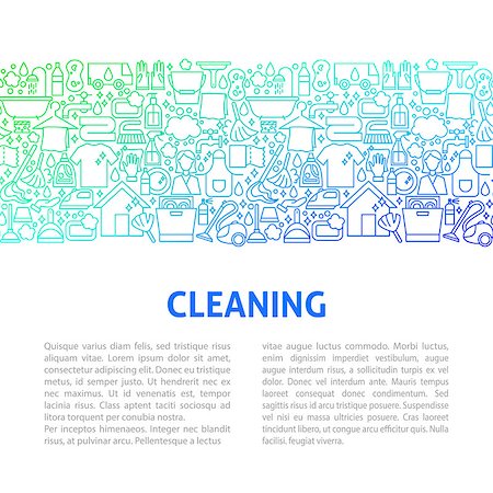 simsearch:400-08349229,k - Cleaning Line Design Template. Vector Illustration of Outline Banner. Fotografie stock - Microstock e Abbonamento, Codice: 400-09171512