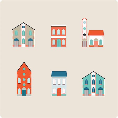 House set. Colorful home icon collection. Vector illustration Stock Photo - Budget Royalty-Free & Subscription, Code: 400-09171556