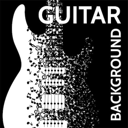 simsearch:400-05352838,k - vector abstract background with guitar and notes. Photographie de stock - Aubaine LD & Abonnement, Code: 400-09171605