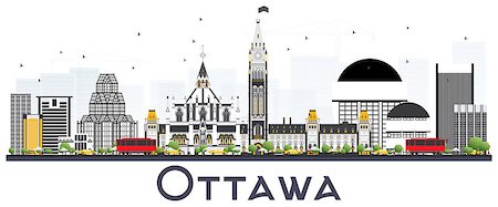 simsearch:400-08617286,k - Ottawa Canada City Skyline with Gray Buildings Isolated on White Background. Vector Illustration. Business Travel and Tourism Concept with Modern Buildings. Ottawa Cityscape with Landmarks. Stock Photo - Budget Royalty-Free & Subscription, Code: 400-09171628