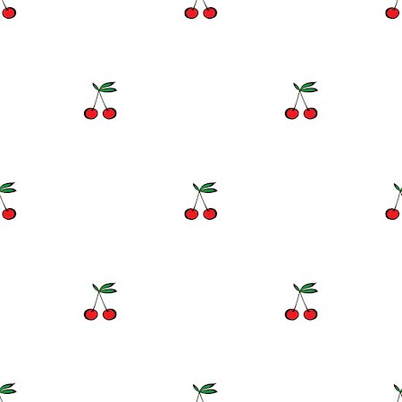 Pair of cherries seamless pattern on white. Vector illustration Foto de stock - Royalty-Free Super Valor e Assinatura, Número: 400-09171643