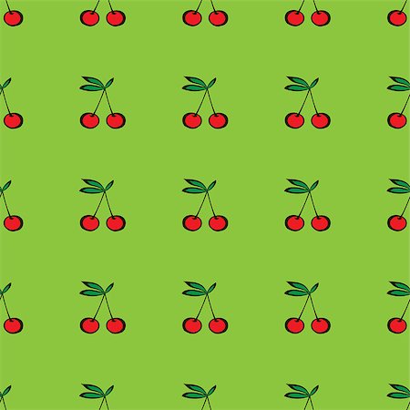 Pair of cherries seamless pattern on green. Vector illustration Foto de stock - Royalty-Free Super Valor e Assinatura, Número: 400-09171654