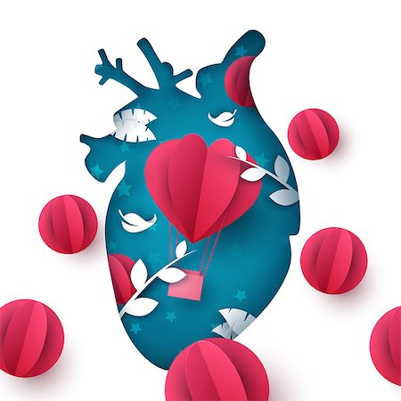 simsearch:400-07116715,k - Love balloon landscape. Medical heart illustration. Vector eps 10 Stock Photo - Budget Royalty-Free & Subscription, Code: 400-09171688