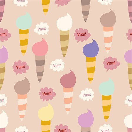 simsearch:400-09049906,k - Lovely ice - cream cones seamless background pattern. Vector illustration Stock Photo - Budget Royalty-Free & Subscription, Code: 400-09171727