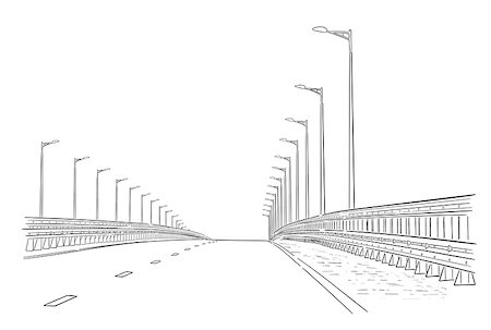 Road graphic art black white landscape sketch illustration vector Foto de stock - Royalty-Free Super Valor e Assinatura, Número: 400-09171752