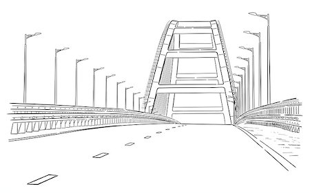 Hand drawn sketch vector illustration of Crimean bridge arks and road Foto de stock - Royalty-Free Super Valor e Assinatura, Número: 400-09171886