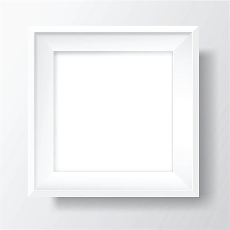 simsearch:400-08621223,k - Square Blank picture frame template. Realistic white frame with shadows on white wall for photo or poster. Vector Stock Photo - Budget Royalty-Free & Subscription, Code: 400-09171889