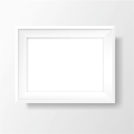 Blank picture frame template. Realistic white frame with shadow on white wall for photo or poster. Horizontal orientation A4 Photographie de stock - Aubaine LD & Abonnement, Code: 400-09171893