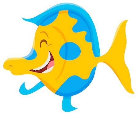 simsearch:400-09171923,k - Cartoon Illustration of Happy Fish Sea Animal Character Photographie de stock - Aubaine LD & Abonnement, Code: 400-09171918