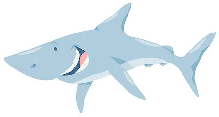 simsearch:400-07222602,k - Cartoon Illustration of Funny Shark Fish Sea Animal Character Photographie de stock - Aubaine LD & Abonnement, Code: 400-09171925