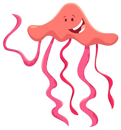 simsearch:400-09171923,k - Cartoon Illustration of Cute Jellyfish Sea Animal Character Photographie de stock - Aubaine LD & Abonnement, Code: 400-09171921