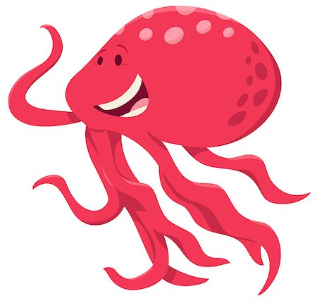 Cartoon Illustration of Cute Octopus Sea Animal Character Stock Photo - Budget Royalty-Free & Subscription, Code: 400-09171923