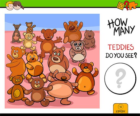 Cartoon Illustration of Educational Counting Activity Game for Children with Teddy Bears Toy Characters Stock Photo - Budget Royalty-Free & Subscription, Code: 400-09171932