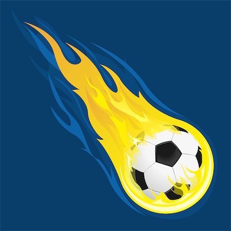 Burning soccer football ball isolated on blue background Stock Photo - Budget Royalty-Free & Subscription, Code: 400-09171954