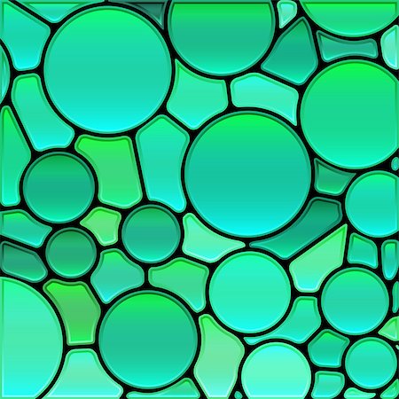 abstract vector stained-glass mosaic background - teal circles Stock Photo - Budget Royalty-Free & Subscription, Code: 400-09171956