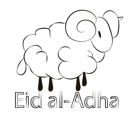 Muslim holiday Eid al-Adha, kurban bairam, image of a lamb on an isolated background, vector illustration Stock Photo - Budget Royalty-Free & Subscription, Code: 400-09172015