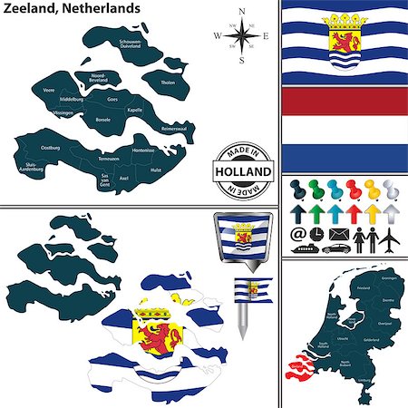 simsearch:400-05259780,k - Vector map of Zeeland region and location on Dutch map Stock Photo - Budget Royalty-Free & Subscription, Code: 400-09172048