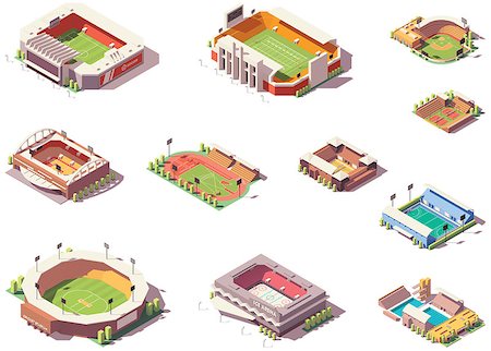 Vector isometric stadiums, arenas and rink set. Includes football, soccer, basketball, baseball, tennis and other stadiums and playing fields Stock Photo - Budget Royalty-Free & Subscription, Code: 400-09172077