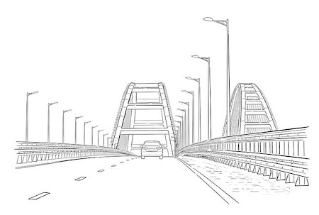 Hand drawn sketch vector illustration of Crimean bridge arks and road Foto de stock - Royalty-Free Super Valor e Assinatura, Número: 400-09172181