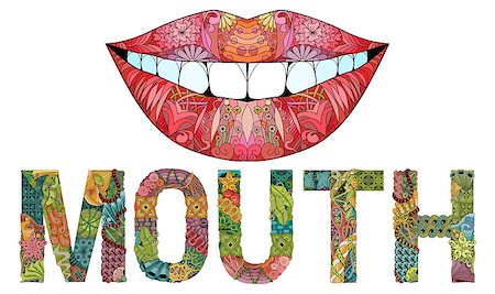 Hand-painted art design. Hand drawn illustration word MOUTH with silhouette of lips for t-shirt and other decoration Foto de stock - Royalty-Free Super Valor e Assinatura, Número: 400-09172269