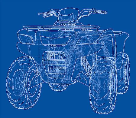 simsearch:400-08161659,k - ATV quadbike concept outline. Vector rendering of 3d. Wire-frame style. The layers of visible and invisible lines are separated Foto de stock - Super Valor sin royalties y Suscripción, Código: 400-09172262