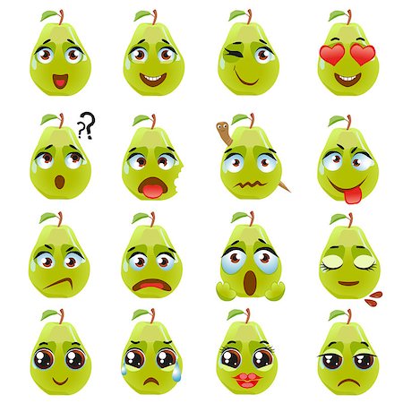 Set of vector stickers, emojis with cute pear Foto de stock - Royalty-Free Super Valor e Assinatura, Número: 400-09172279