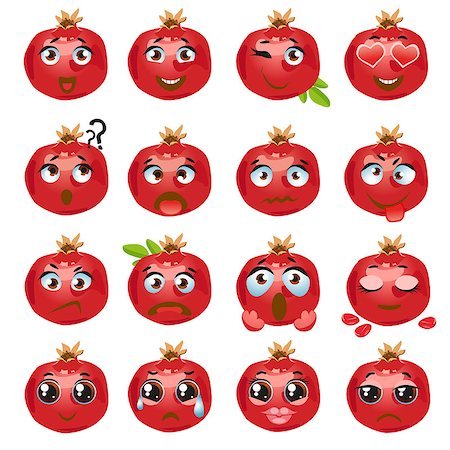 Set of vector stickers, emojis with cute pomegranate Foto de stock - Royalty-Free Super Valor e Assinatura, Número: 400-09172280