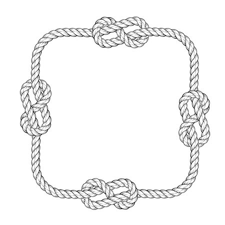 simsearch:400-06519121,k - Rope frame - square rope frame with knots, vintage style Stock Photo - Budget Royalty-Free & Subscription, Code: 400-09172389