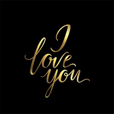 Vector greeting card. Composition with I LOVE YOU inscription and broad branch on a black background. Universal love postal. Fotografie stock - Microstock e Abbonamento, Codice: 400-09172408
