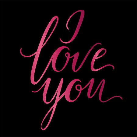 Vector greeting card. Pink I LOVE YOU inscription on a black background. Universal love postal Stockbilder - Microstock & Abonnement, Bildnummer: 400-09172401