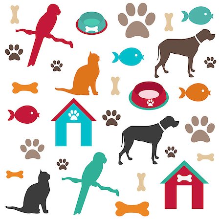 puppy dog and kitten paws - Pet icons Stock Photo - Budget Royalty-Free & Subscription, Code: 400-09172413