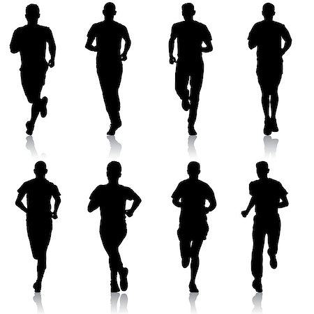 simsearch:400-04273380,k - Set of silhouettes Runners on sprint, man. Foto de stock - Super Valor sin royalties y Suscripción, Código: 400-09172434