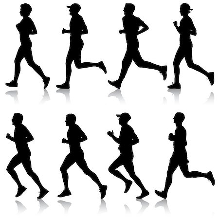 simsearch:400-04273380,k - Set of silhouettes. Runners on sprint, man and woman. Foto de stock - Super Valor sin royalties y Suscripción, Código: 400-09172433