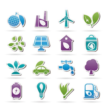 simsearch:400-08553864,k - Green, Environment and ecology Icons - vector icon set Stock Photo - Budget Royalty-Free & Subscription, Code: 400-09172485