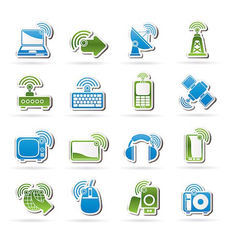 simsearch:400-09172515,k - Wireless and technology icons - vector icon set Stock Photo - Budget Royalty-Free & Subscription, Code: 400-09172515