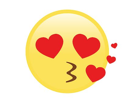 The Isolated vector yellow kissing face with heart eyes flat icon Photographie de stock - Aubaine LD & Abonnement, Code: 400-09172545