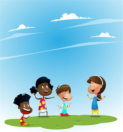 pictures of kids and friends playing at school - Group of children playing guessing game. Vector cartoon illustration Stock Photo - Budget Royalty-Free & Subscription, Code: 400-09172726