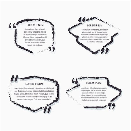 simsearch:400-08195370,k - Grunge quote box vector set on white background. Templates quote bubbles or statements or comments with space for text in a flat style. Stock Photo - Budget Royalty-Free & Subscription, Code: 400-09172746