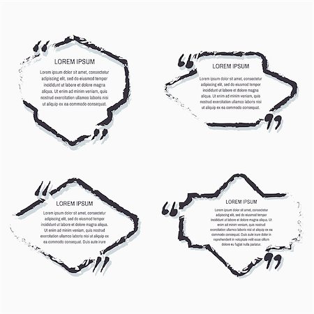 simsearch:400-08195370,k - Grunge quote box vector set on white background. Templates quote bubbles or statements or comments with space for text in a flat style. Stock Photo - Budget Royalty-Free & Subscription, Code: 400-09172747