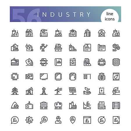 Set of 56 industry line icons suitable for web, infographics and apps. Isolated on white background. Clipping paths included. Stock Photo - Budget Royalty-Free & Subscription, Code: 400-09172873