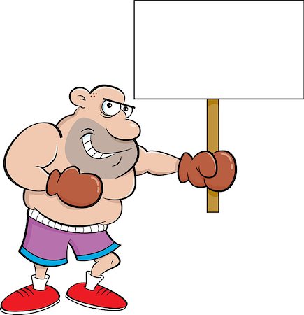 Cartoon illustration of a boxer holding a sign. Stock Photo - Budget Royalty-Free & Subscription, Code: 400-09172969