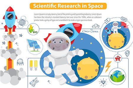 Scientific Research in Space, infographics. Vector illustration on white background Stock Photo - Budget Royalty-Free & Subscription, Code: 400-09173004